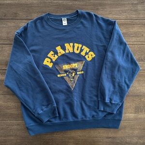 UNIQLO x Peanuts Snoopy UT Graphic Pullover Sweatshirt Navy Blue Size XXL